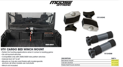 MOOSE OFFROAD Bed Winch Mount for Polaris and Can-Am 1661PF