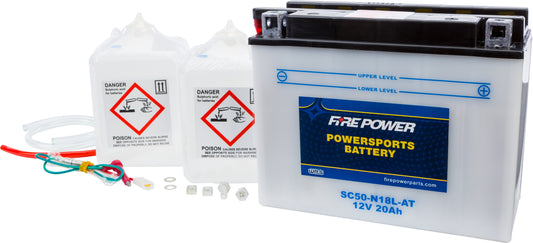 Fire Power SC50-N18L-AT Heavy Duty 12V Battery with Acid Pack for Kawasaki ZG1200 Voyager XII