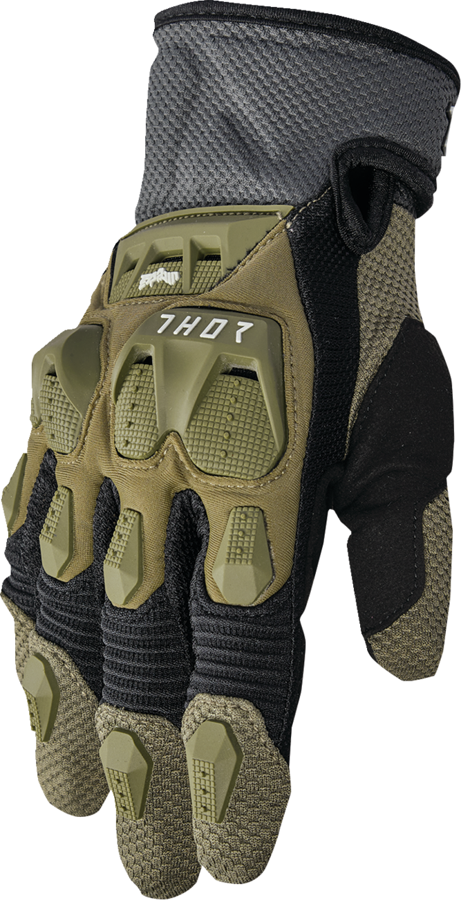 THOR Terrain Gloves Army/Charcoal 3XL - Durable Mesh and Airprene Construction for Optimal Comfort