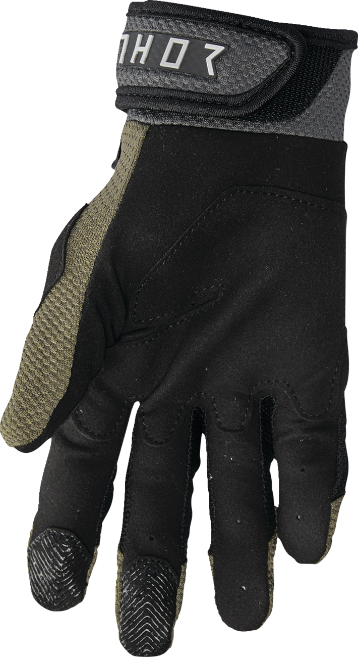 THOR Terrain Gloves Army/Charcoal 3XL - Durable Mesh and Airprene Construction for Optimal Comfort