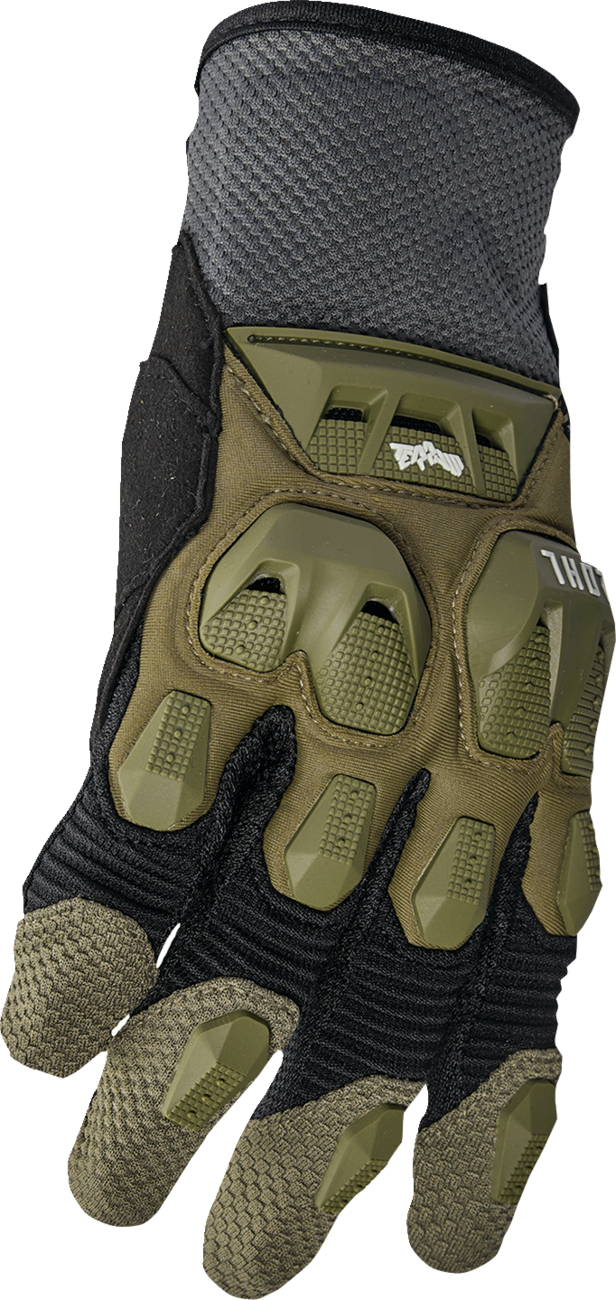 THOR Terrain Gloves Army/Charcoal 3XL - Durable Mesh and Airprene Construction for Optimal Comfort