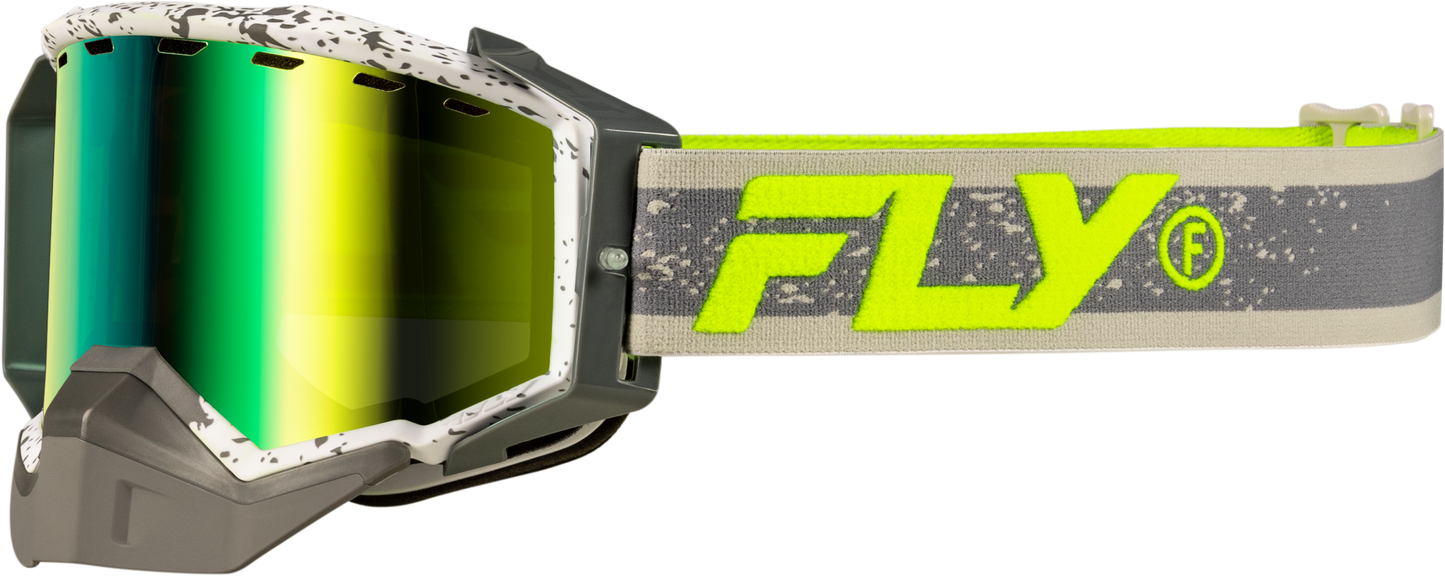 Fly Racing Zone Snow Goggle Gry/Hi Vis with Green Mirror and Yellow Lens - Part 37-50281