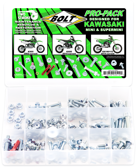 BOLT Propack Kawasaki Mini 2-Stroke Engine and Frame Fastener Kit (Part Number: KXPP-MINIS)
