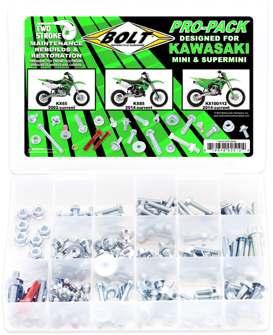 BOLT Propack Kawasaki Mini 2-Stroke Engine and Frame Fastener Kit (Part Number: KXPP-MINIS)
