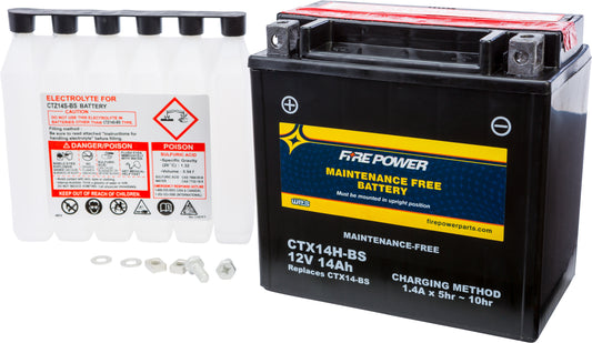 Fire Power CTX14H-BS Sealed Maintenance-Free Motorcycle and ATV Battery