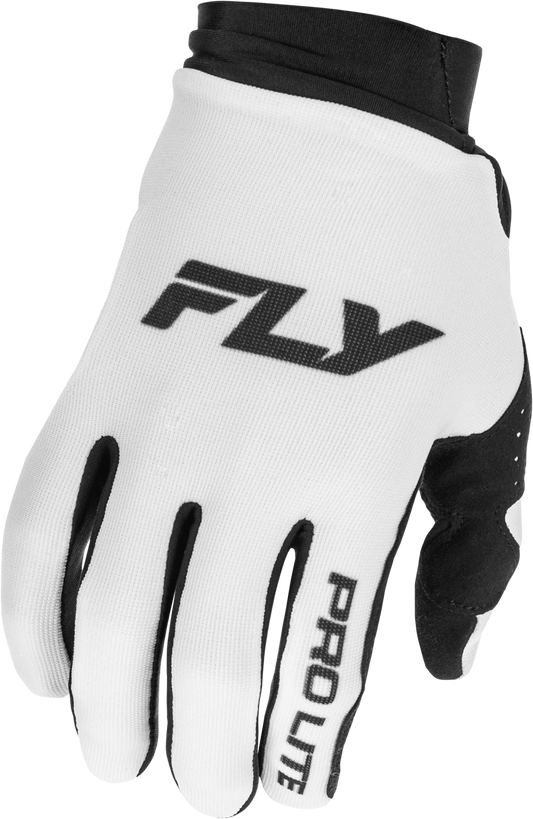 Fly Racing Youth Pro Lite Gloves White/Black YL - Lightweight Race Gloves with Touch Screen Compatibility