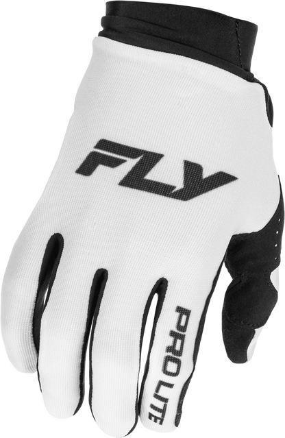 Fly Racing Pro Lite Gloves White/Black Large – Lightweight Minimalist Race Gloves with Touch Screen Compatibility