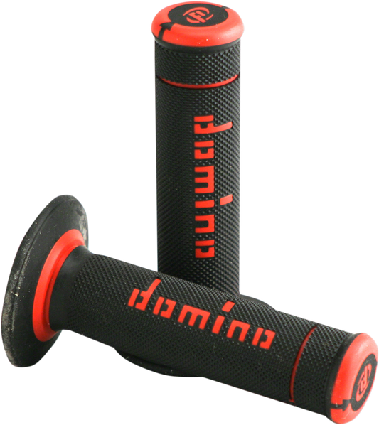 DOMINO Xtreme Grips Black/Red A19041C4240A7-0 – Dual-Compound Motorcycle Handlebar Grips for Enhanced Grip and Comfort