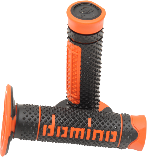 DOMINO Diamonte Dual Compound Motorcycle Grips - Black and Orange A26041C4540A7-0