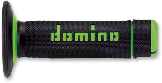 DOMINO Dually Grips - Half Waffle Black/Green A02041C4440A7-1 for 7/8 Inch Dirt Bike Handlebars