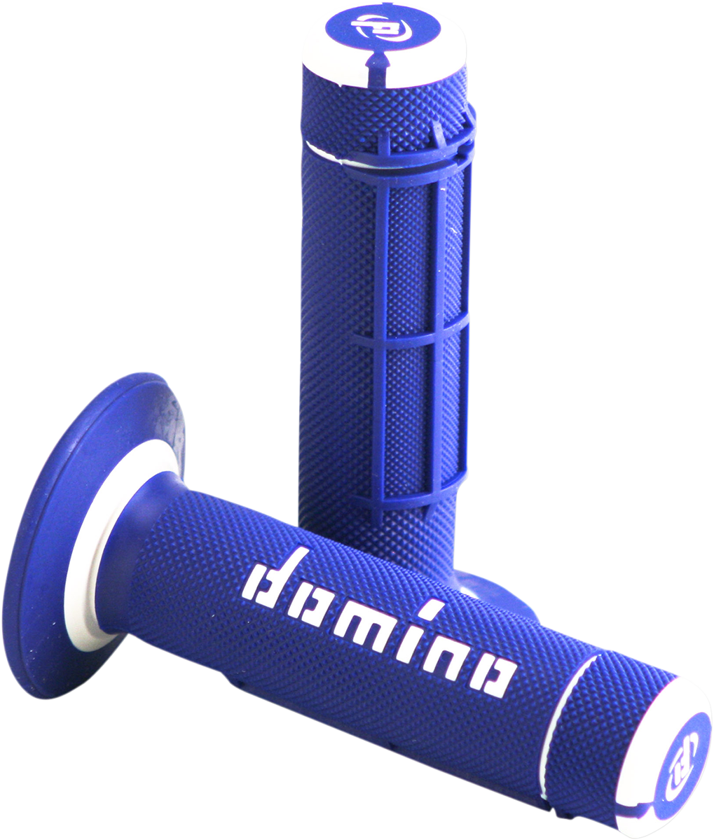 DOMINO Dually Grips - Half Waffle Blue/White for 7/8 inch Dirt Bike Handlebars A02041C4648A7-1