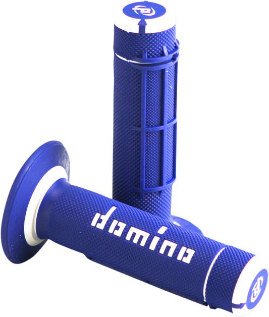 DOMINO Dually Grips - Half Waffle Blue/White for 7/8 inch Dirt Bike Handlebars A02041C4648A7-1
