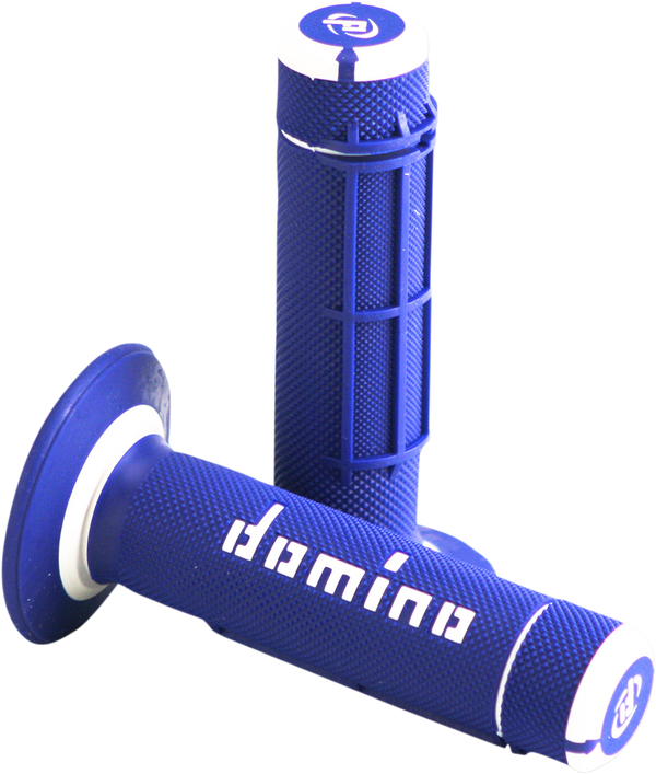 DOMINO Dually Grips - Half Waffle Blue/White for 7/8 inch Dirt Bike Handlebars A02041C4648A7-1