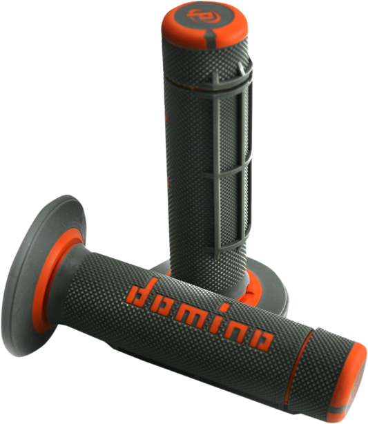 DOMINO Dually Grips – Half Waffle Black and Orange for 7/8" Dirt Bike Handlebar A02041C4540A7-1