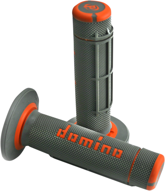 DOMINO Dually Grips - Half Waffle Gray/Orange for 7/8 inch Dirt Bike Handlebars - Part A02041C4552A7-1