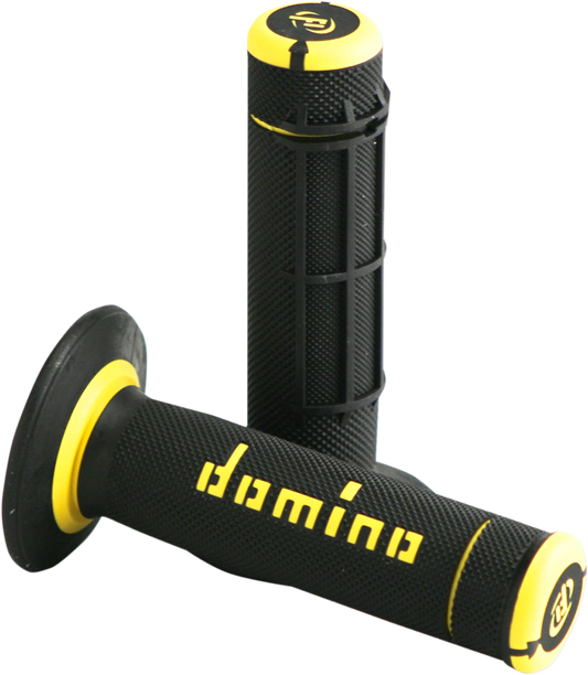 DOMINO Dually Grips - Half Waffle Black and Yellow for 7/8