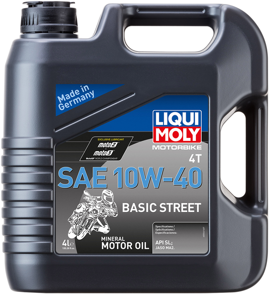 LIQUI MOLY Basic Street 4T Oil 10W-40 - 4 Liters | Engine Protection and Performance