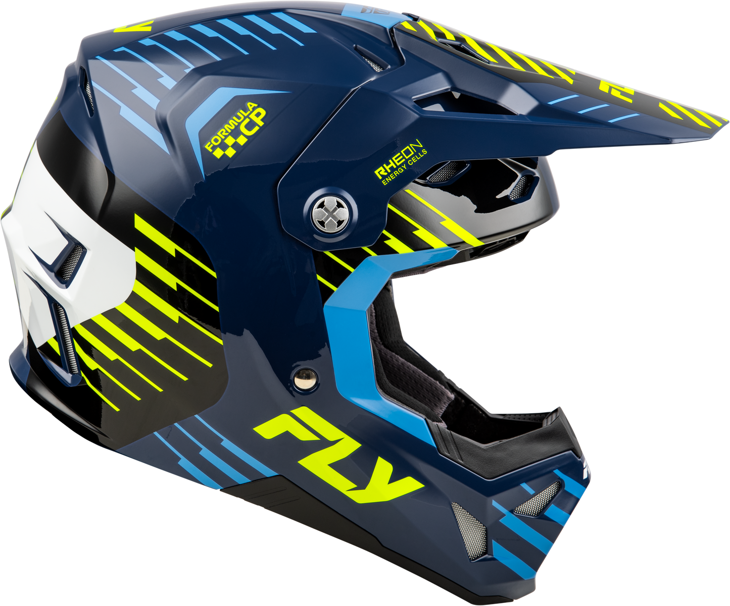 FLY RACING YOUTH FORMULA CP SLICE HELMET NAVY/HI-VIS/WHITE YL'YL