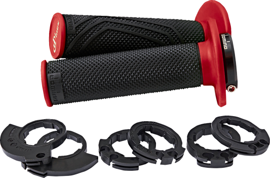 DOMINO D200 Lock-On Grips - Black/Red D20046C4042H8-0 for Dirt Bikes