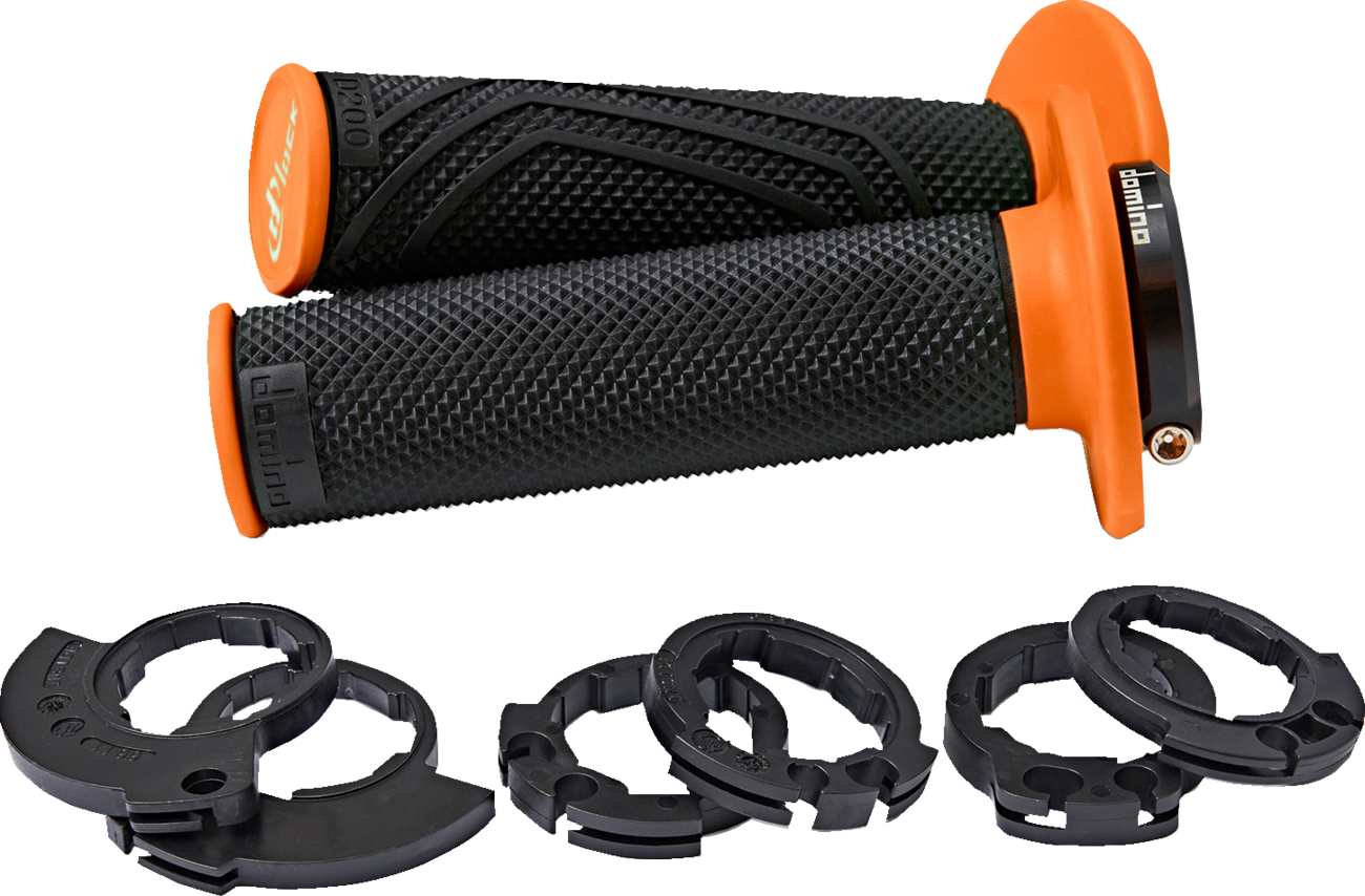 DOMINO D200 Lock-On Grips Black/Orange D20046C4045H8-0 for Dirt Bikes