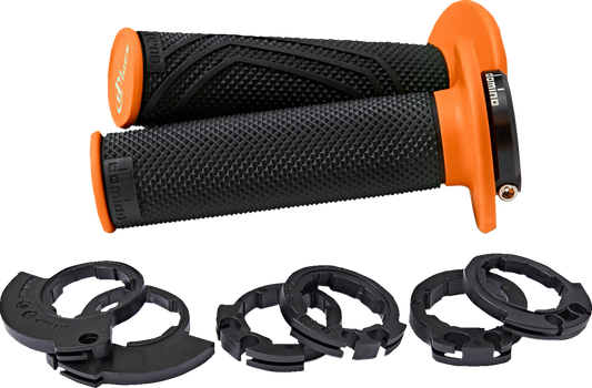 DOMINO D200 Lock-On Grips Black/Orange D20046C4045H8-0 for Dirt Bikes