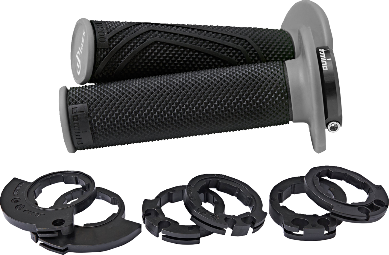 DOMINO D200 Lock-On Grips Black/Gray D20046C4052H8-0 for Dirt Bikes