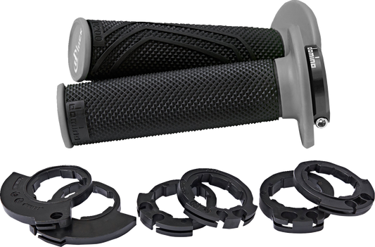 DOMINO D200 Lock-On Grips Black/Gray D20046C4052H8-0 for Dirt Bikes