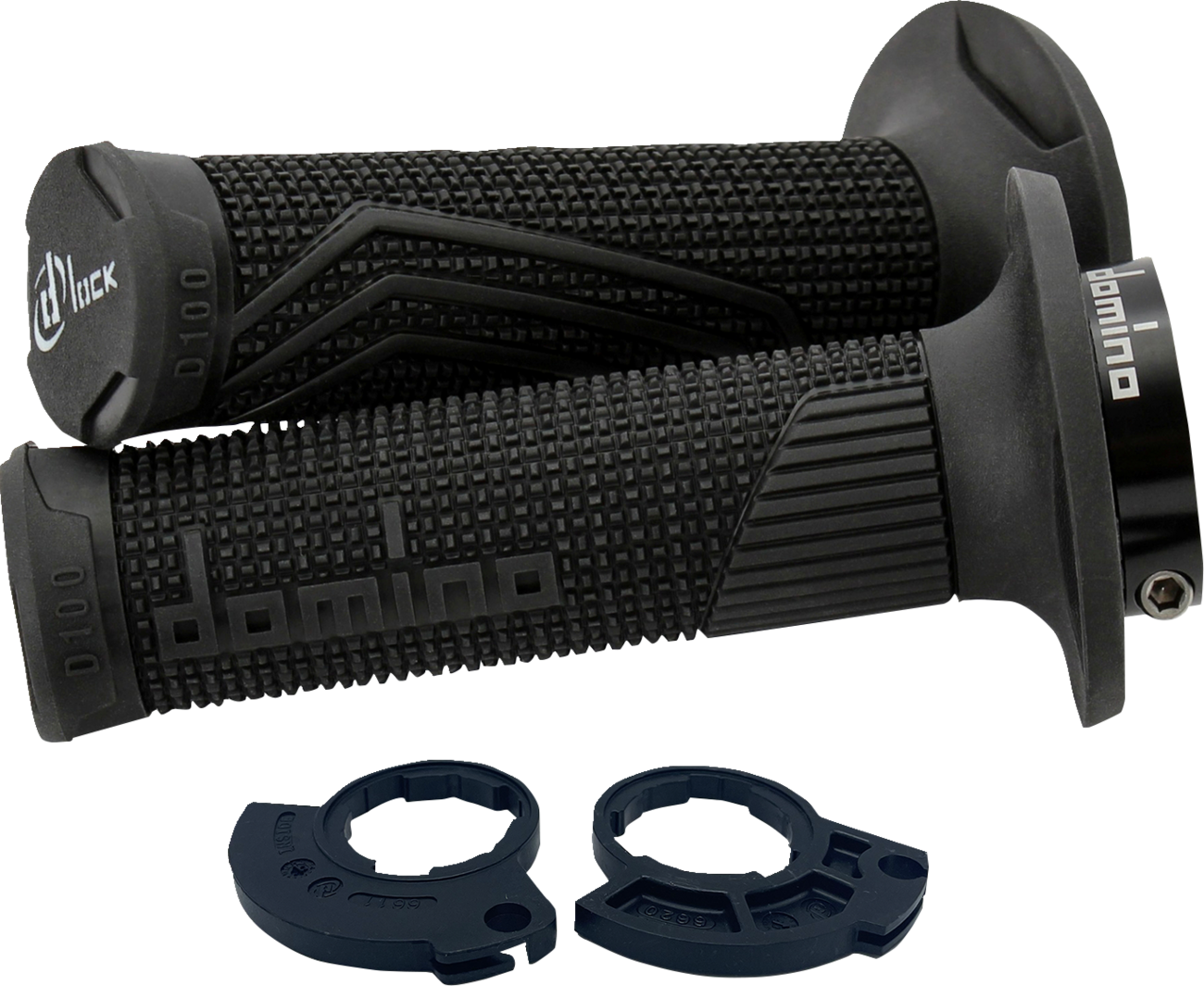 Domino D100 D-Lock Grips for Motorcycle Throttle Control - Black, Part D10046C4000H7-0