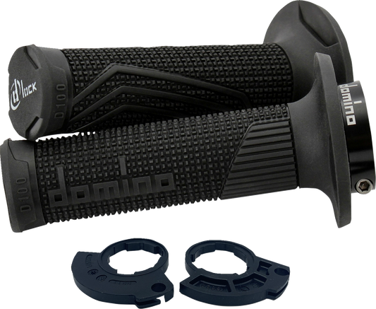 Domino D100 D-Lock Grips for Motorcycle Throttle Control - Black, Part D10046C4000H7-0