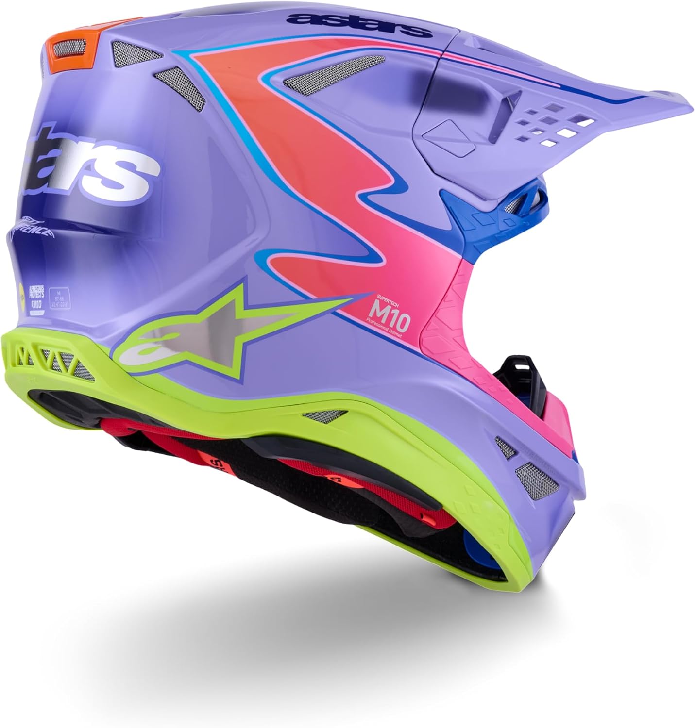ALPINESTARS S-M10 JETT LAWRENCE R01 HELMET PURP/PNK FLUO/YLW FLUO GLS XS