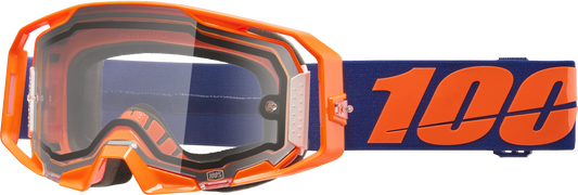 100-Percent Armatic Enduro Moto Goggle Neon Orange Clear with Quick-Release Lens System