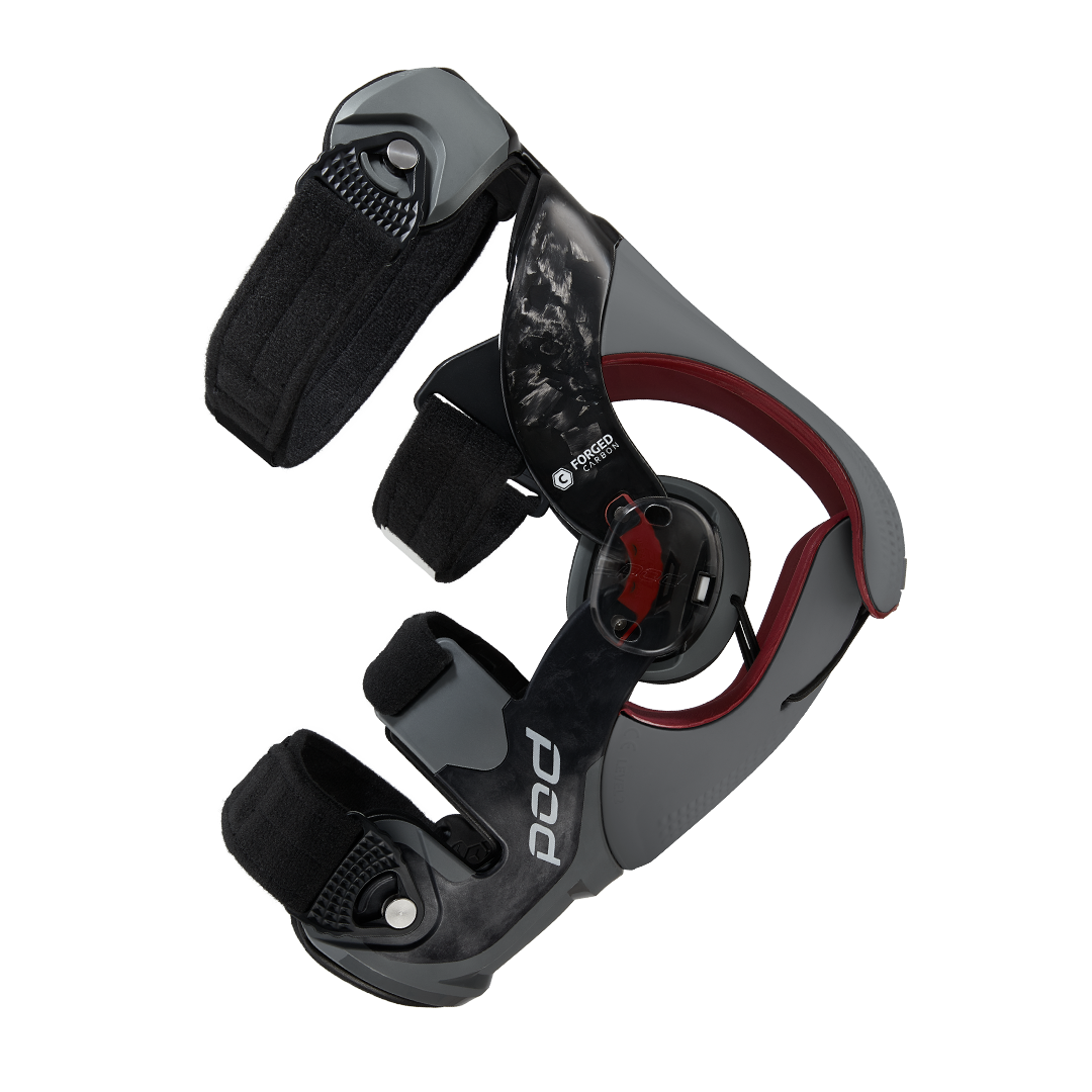 POD K8 3.0 Knee Brace for Right Leg - Carbon/Graphite, Dual Pack with Forged Carbon Frame and Adaptive Features