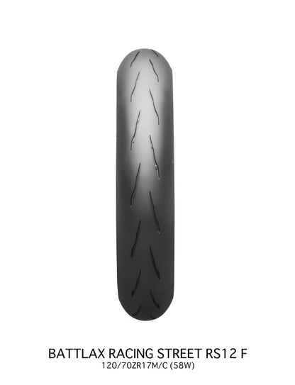Bridgestone Battlax Racing Street RS12 Front Tire - 120/70ZR17 M/C 58W Tubeless for Sport and Sport Touring Motorcycles