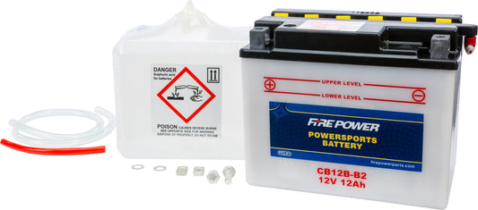 Fire Power CB12B-B2 12V Heavy Duty Motorcycle Battery with Acid Pack