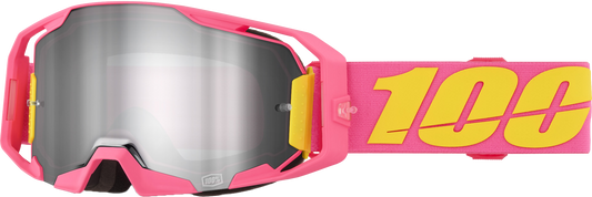 100-Percent Armatic Goggle with SnakePak Purple Mirror Lens – High Impact Motocross Goggles with Quick-Release Lens System