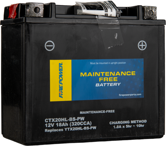 Fire Power CTX20HL-BS-PW Maintenance Free Sealed Motorcycle and ATV Battery