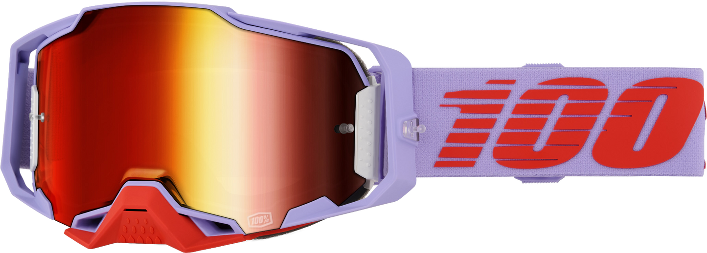100-Percent Armega Goggle with Fausto Red Mirror Lens - Impact-Resistant MX Goggles with Ultra HD Clarity and Quick-Change System