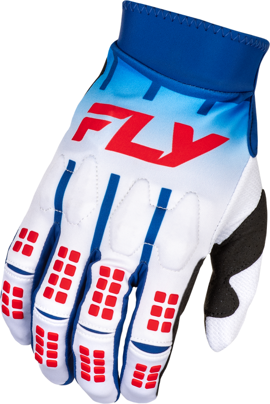 Fly Racing Evolution DST Gloves Red/White/Blue Small - Premium Racing Gloves with Touch Screen Compatibility