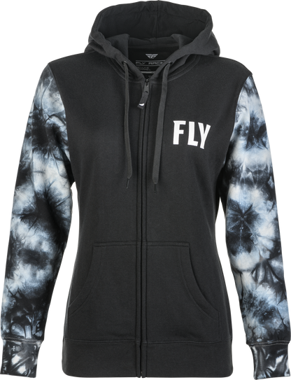 FLY RACING WOMEN'S FLY TIE-DYE ZIP UP HOODIE BLACK/GREY MD'MD