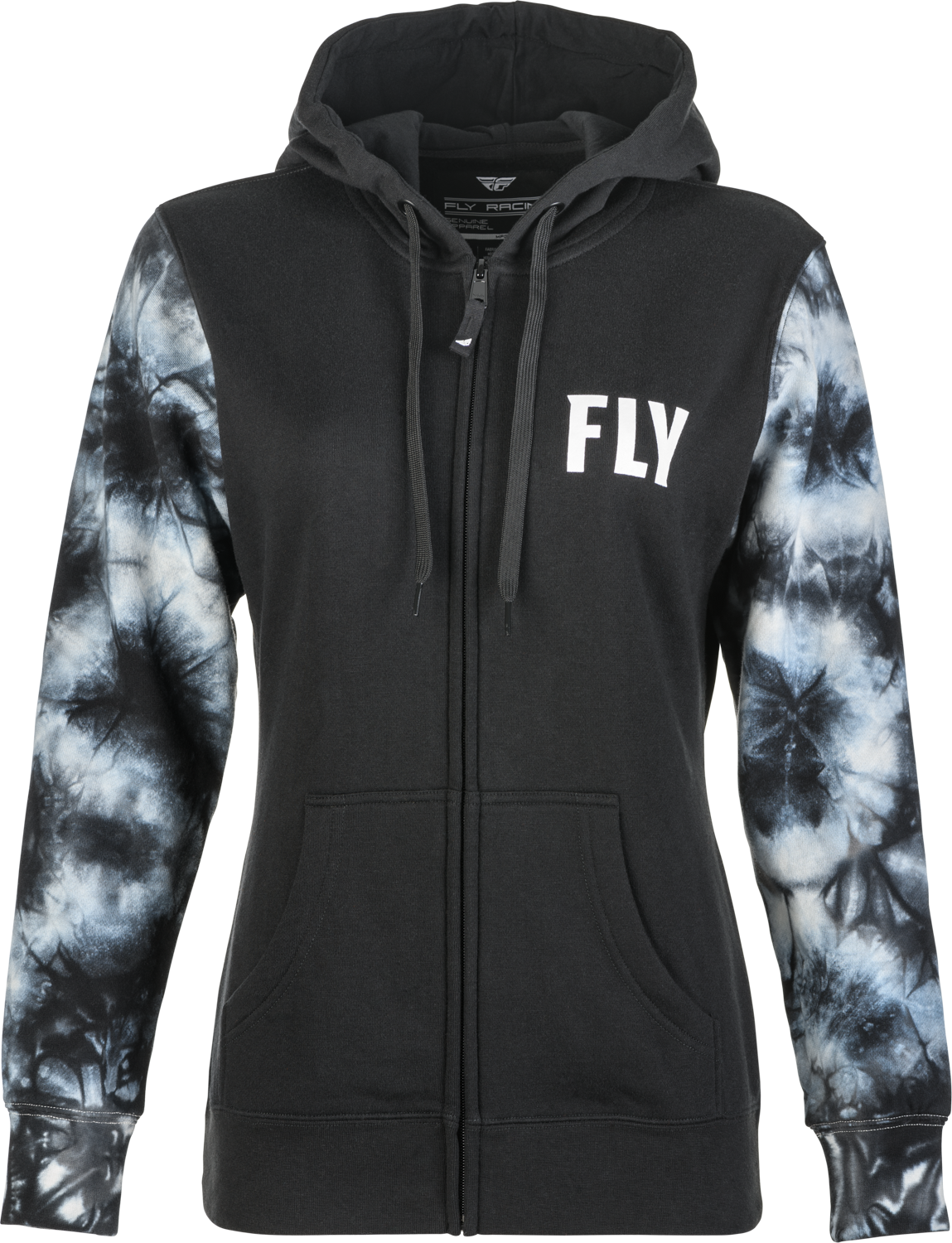 WOMEN'S FLY TIE-DYE ZIP UP HOODIE BLACK/GREY MD