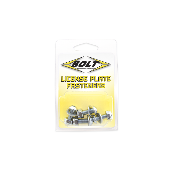 BOLT License Plate Bolts and Nuts Kit - Zinc Plated Steel, 4-Piece Set
