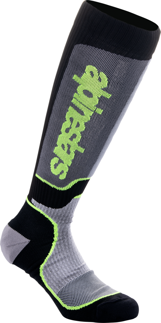 ALPINESTARS MX PLUS SOCKS BLK/GREY/YLW FLUO SM