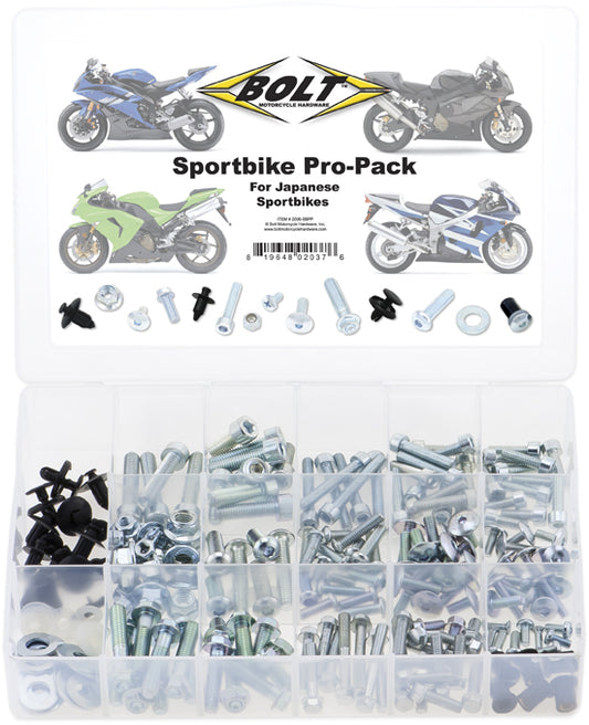 BOLT 2006-SBPP Sport Bike Pro Pack Kit – Over 250 Premium Hardware Pieces for Honda, Yamaha, Kawasaki & Suzuki