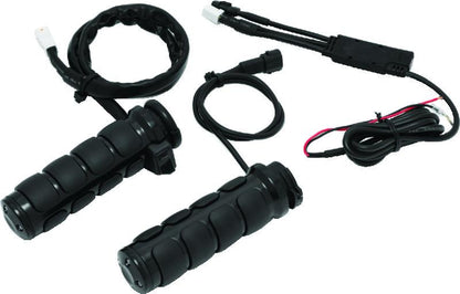 Kuryakyn Heated ISO Grips Dual Cable Gloss Black – Keeps Hands Warm with Adjustable Heat Settings