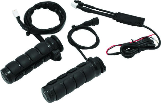 Kuryakyn Heated ISO Grips Dual Cable Gloss Black – Keeps Hands Warm with Adjustable Heat Settings