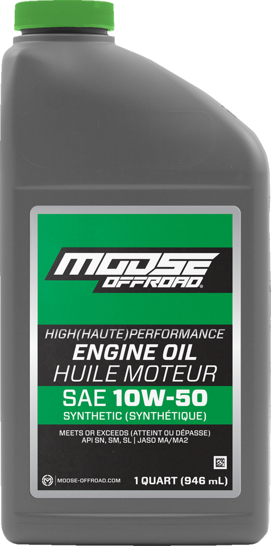 Moose Offroad Synthetic Engine Oil 10W-50, Part Number 219381 – 1 Quart for 4-Stroke Engines