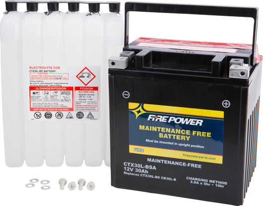 Fire Power CTX30L-BSA Sealed Maintenance-Free 12V Motorcycle and ATV Battery