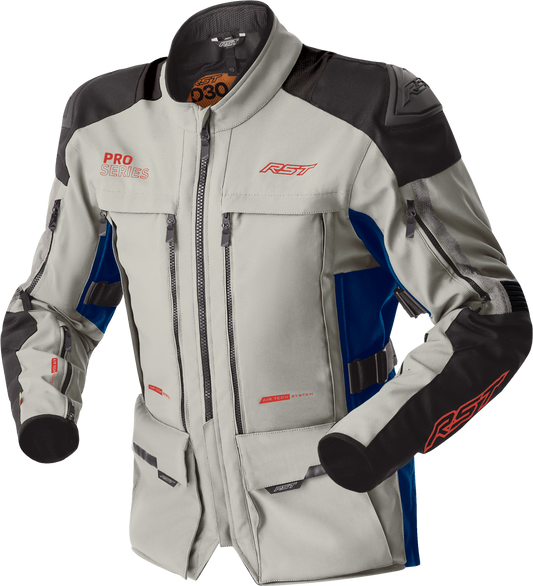 RST Ps Adventure D3O Jacket Silver/Blue Textile - All-Weather Touring Motorcycle Gear