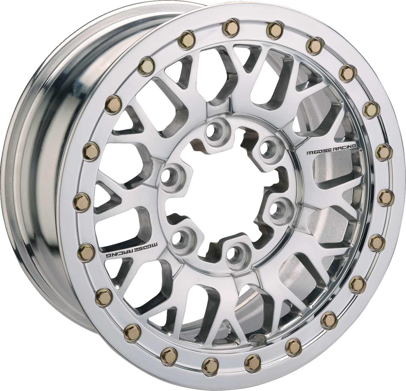 Moose Offroad 346X Beadlock Wheel - 15x7 Inch, 5x4.5 and 5+2 Offset, Silver Finish