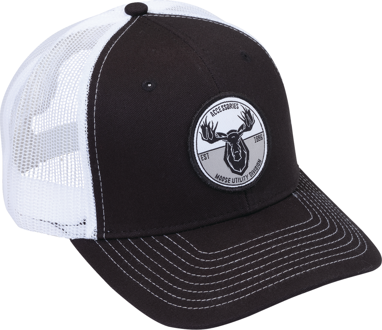 Moose Offroad C2902769 Mud Badge Hat - Black and White Embroidered Patch Cap